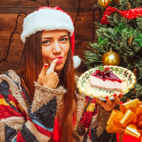 ceiba tree Christmas Paper Plates 48Pcs Vintage Holly Happy Holidays Disposable Dinner and Dessert Plates 9inch and 7inch Merry Christmas Party Supplies Poinsettia Dinnerware Set for 24 Guests – Image 8
