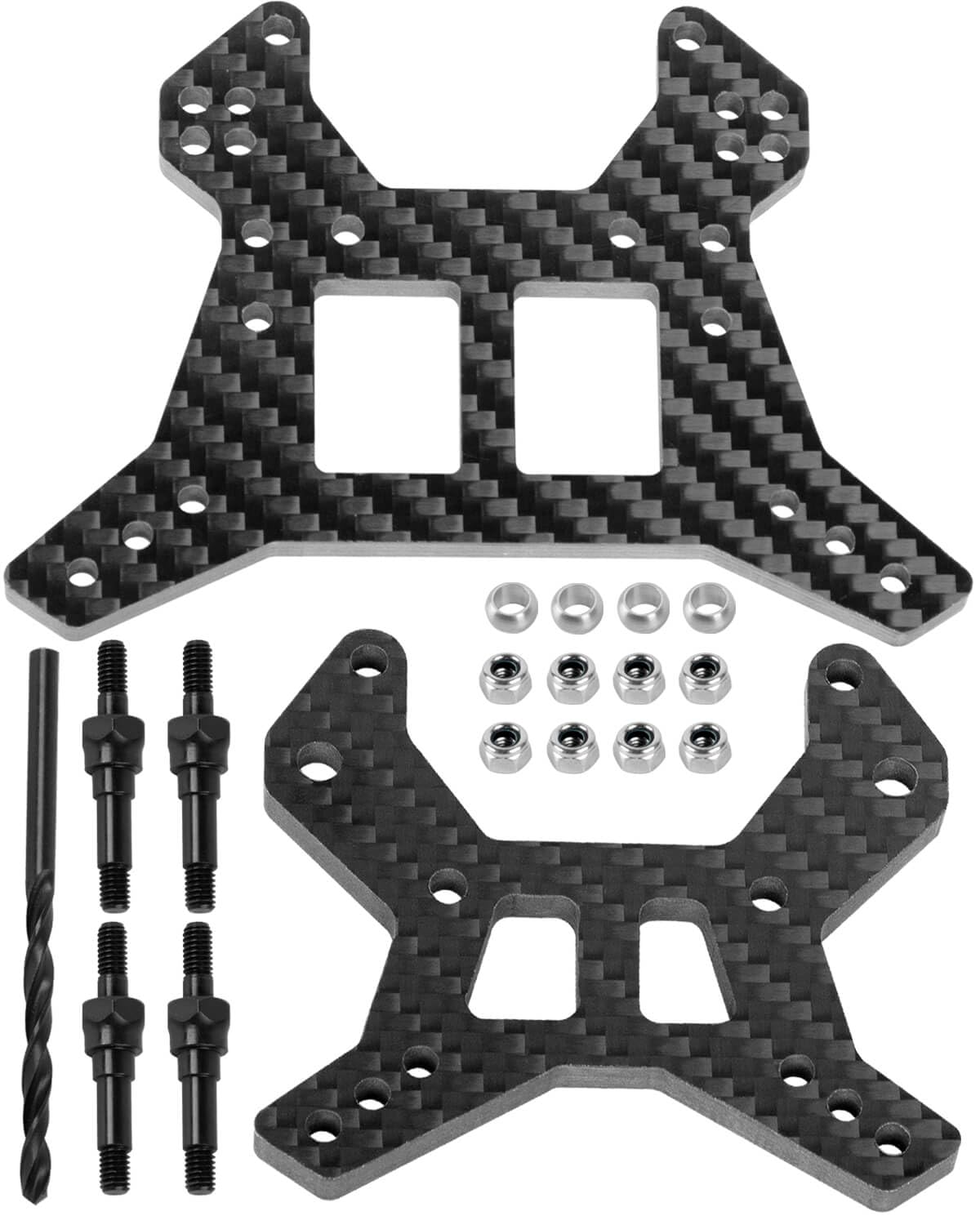RCMYou Carbon Fiber Front Rear Shock Tower Shock Mounts w/Shock Standoff Upgrades Part for 1/8 Typhon 6S BLX,Carbon Fiber Shock Mounts