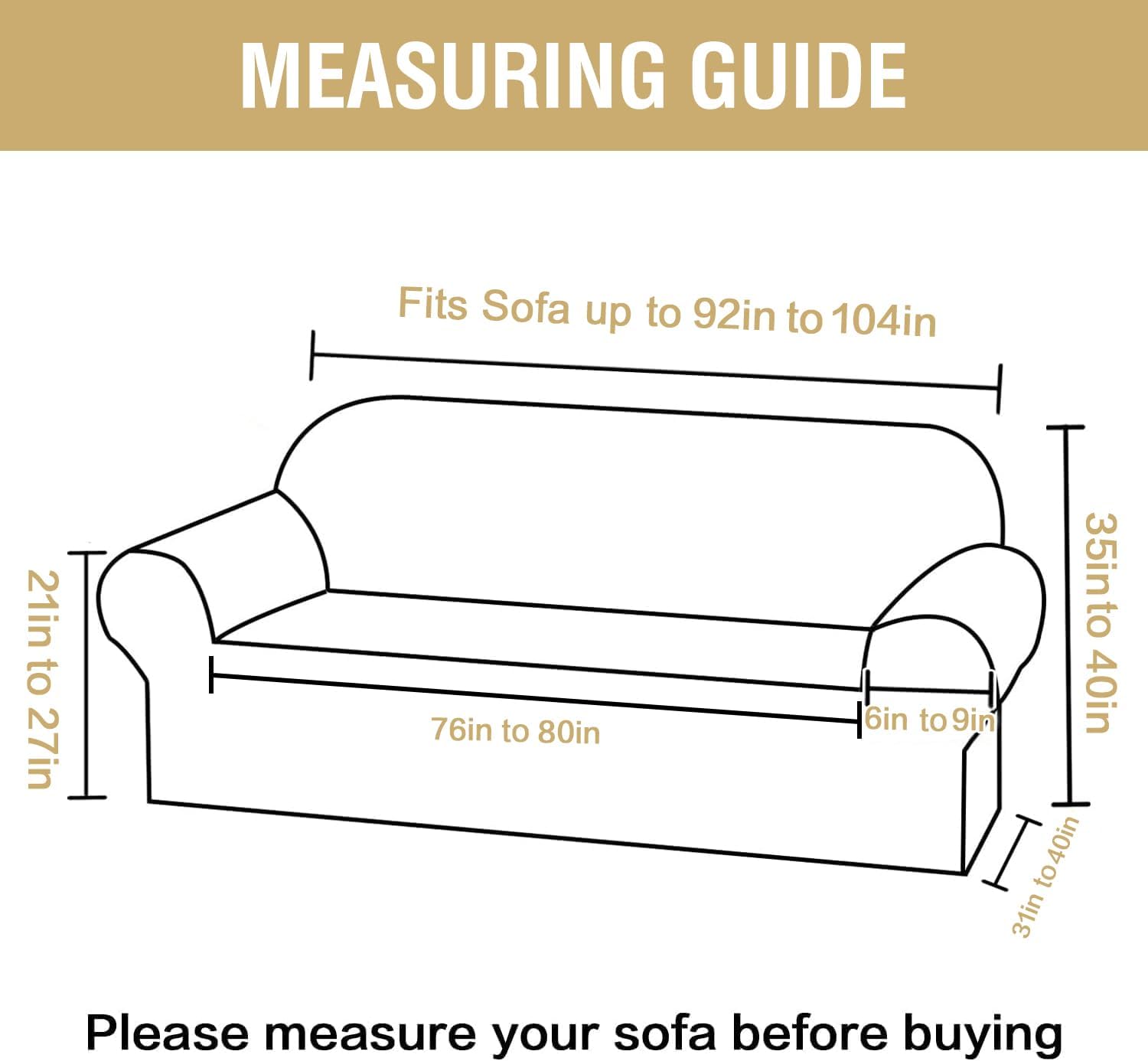 h.versailtex jacquard sofa slipcover with waterproof seat furniture protector 1 piece stretch sofa covers with elastic bottom for kids, pets, dog(sofa xl, pale oak) oversized sofa pale oak