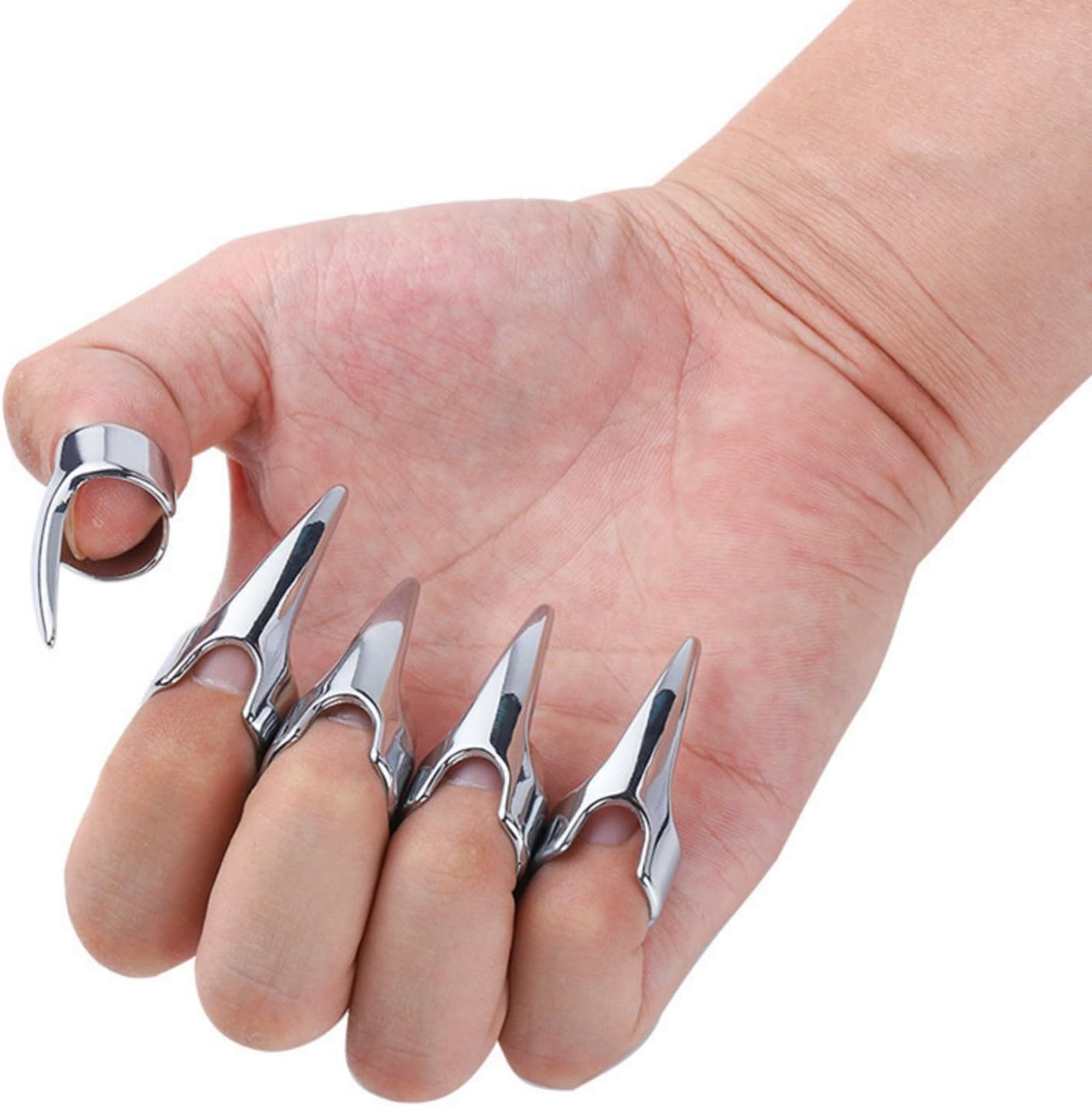 NUHUi 5Pcs Nail Covers Scratching Fondling Massage Grating Back Tickler Tools Women Men Tickle Touching Cosplay Stainless Steel Smooth Pets Nails Hair Parting Ring image 3