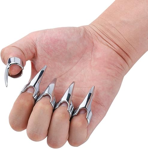 Miniatura 4 de 5 Uds. Cubiertas de uñas para rascar, fondling masaje, rejilla, herramientas para la espalda, para parejas, tocar, Cosplay, acero inoxidable, uñas