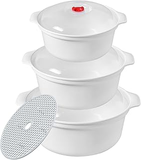 3-Piece Microwave Bowls with Lids - Ramen Cooker, Soup Bowls with Handles - Office, College Dorm