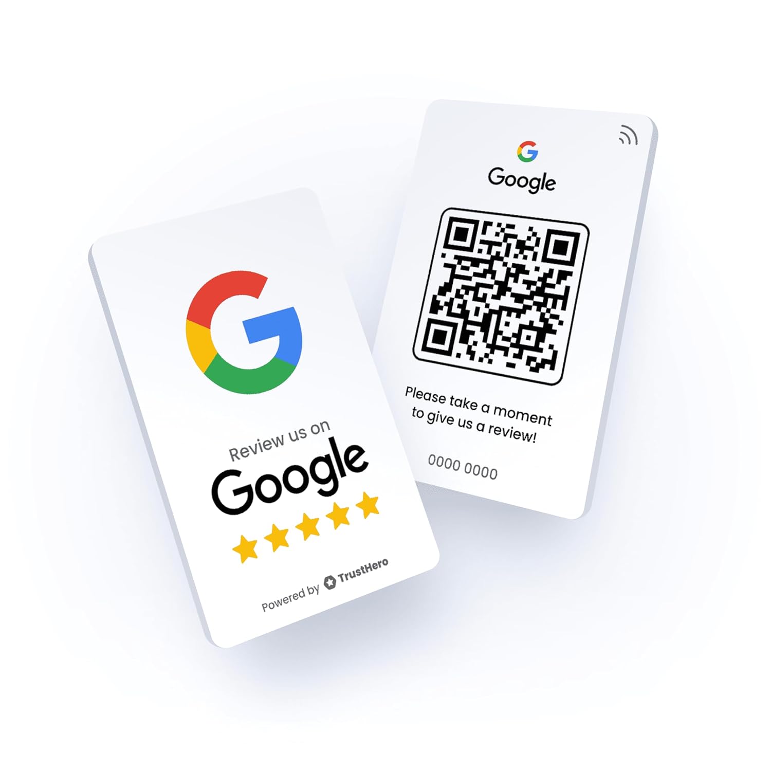 Google Review Card by TrustHero - Tap or Scan for Instant Reviews - Boost Customer Reviews - All Phones Compatible - No Fees, No Subscription, Easy Setup - NFC/QR Review Card (White, 1 Card)