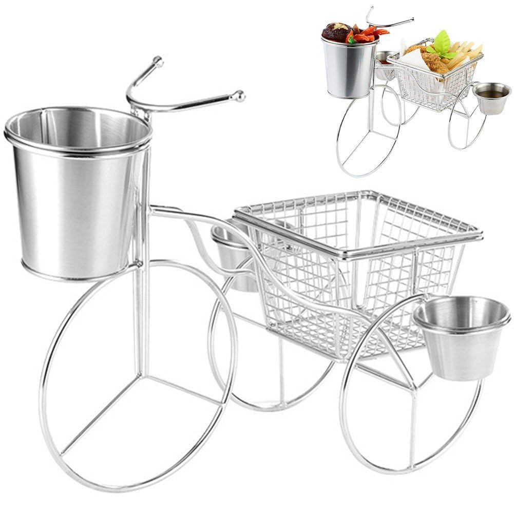 1 Set Supporto per Patatine Fritte Supporto per Snack Cestello di Scarico in Acciaio Inossidabile Frittura per Patatine Che Serve Stoviglie per Presentazione del Cibo