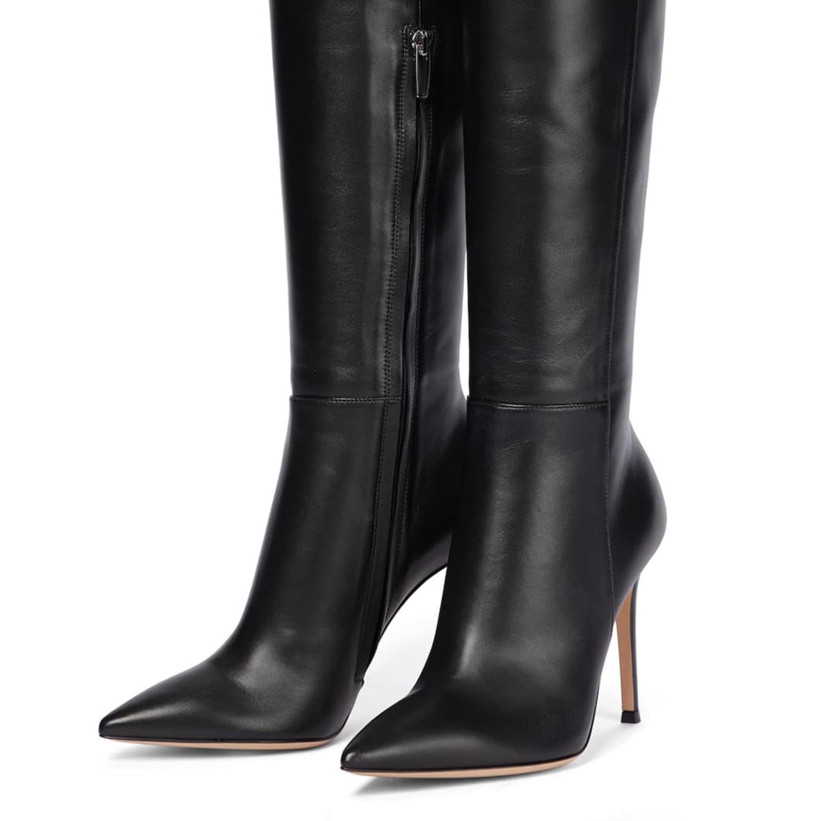 tacchi donna Tacco Alto 13 Cm Stivali Al Ginocchio Neri Versione Ampia,Black-41