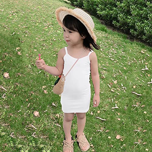 Girls Short Sleeve Dress Toddler Kids Girls Dance Racerback Crop Sleeveless Soild Sports Dance Ballet (White, 4-5 Years)4