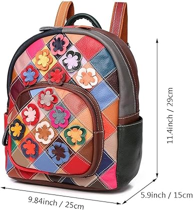 パッチワークデザインバックパック Amazon.co.jp: [AMVIKS] 本革バックパック マルチカラー