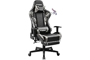 GTRACING Gaming Chair with Camo Design and Footrest Speakers