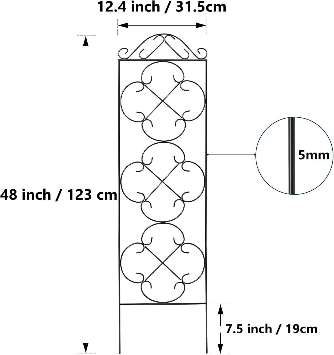 Thealyn Garden Trellis for Climbing Plants, 4 Pack 56" x 13.8" Metal Trellis for Potted Plants and Planters, Rust-Resistant Plant Support for Indoor Outdoor Use, Black