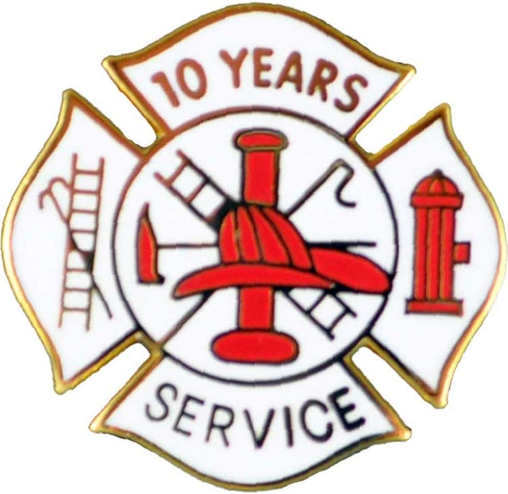 10 Year Fire Service Award pins -set of 10