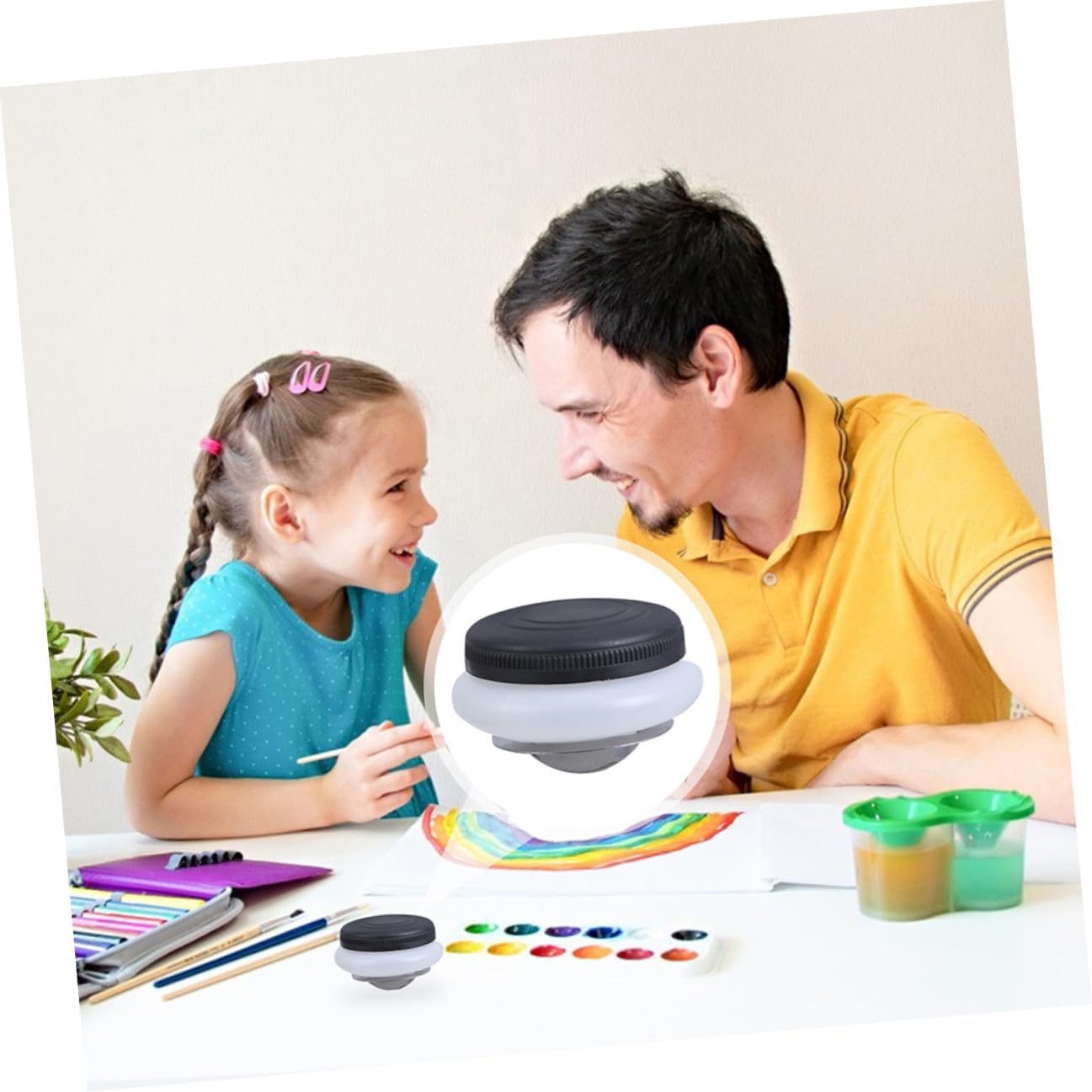 Cabilock 2Pcs Reusable Oil Paint Mixing Cups with Lid Plastic Dipper Containers for Pigment Mixing and Watercolor Painting for Indoor and Outdoor Artists