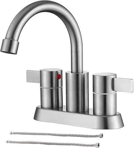 Grifo moderno del fregadero del cuarto de baño del acero inoxidable de 4 pulgadas grifo de la vanidad del níquel cepillado con las líneas de