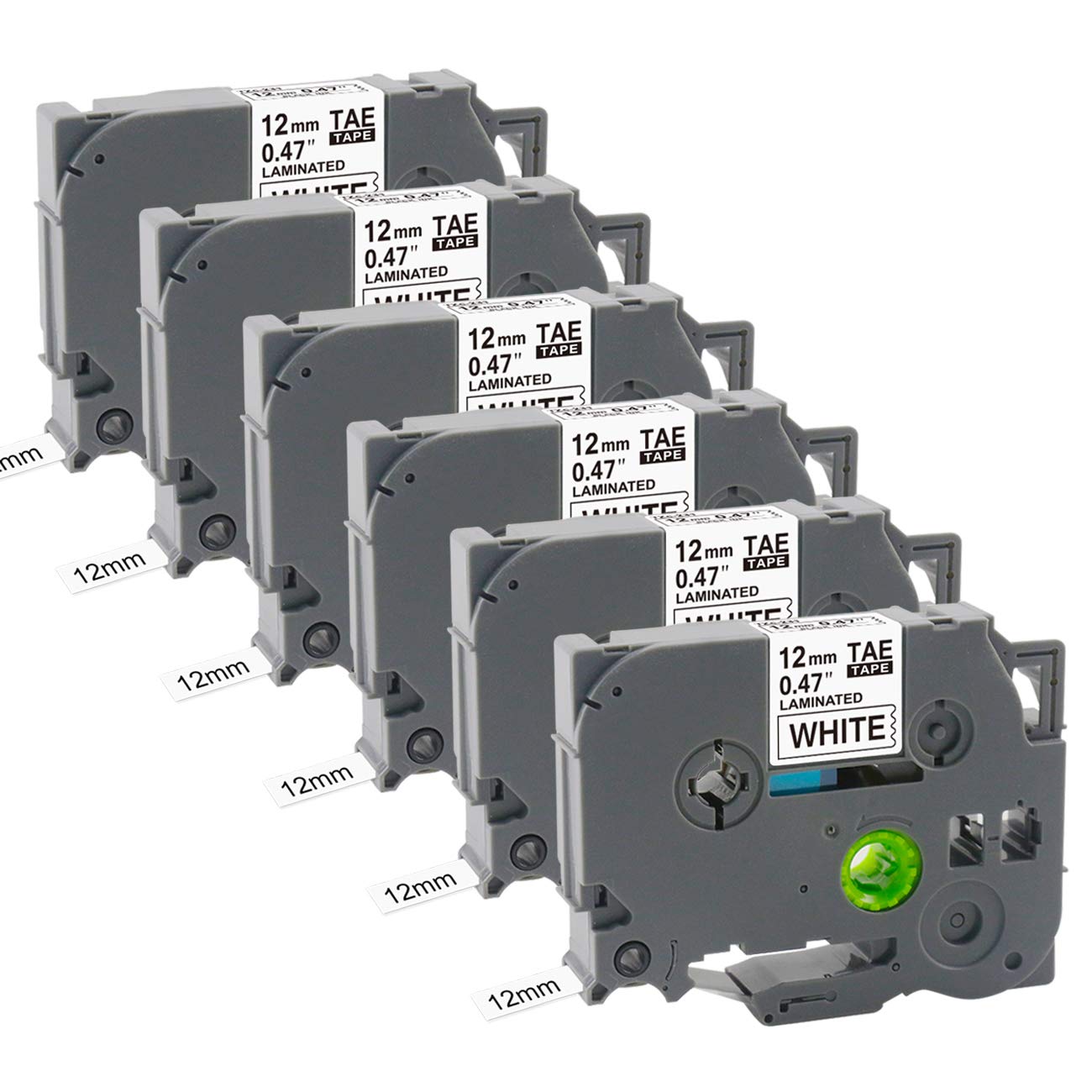 BOYEEZON6-Pack TZe-231 Label Maker Tape Compatible for Brother P Touch TZe-231 TZe231 TZe TZ Tape 12mm 0.47 Inch Laminated White for Brother PTD210 PTD220 PTH110 PTD600, 26.2Ft (8m)