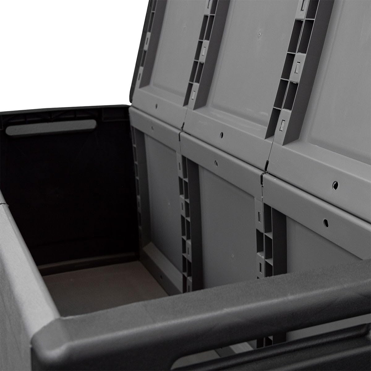INTEC - Cassapanca portaoggetti 330L grigio/nero 138 x 53 x 57 cm manici di trasporto in polipropilene