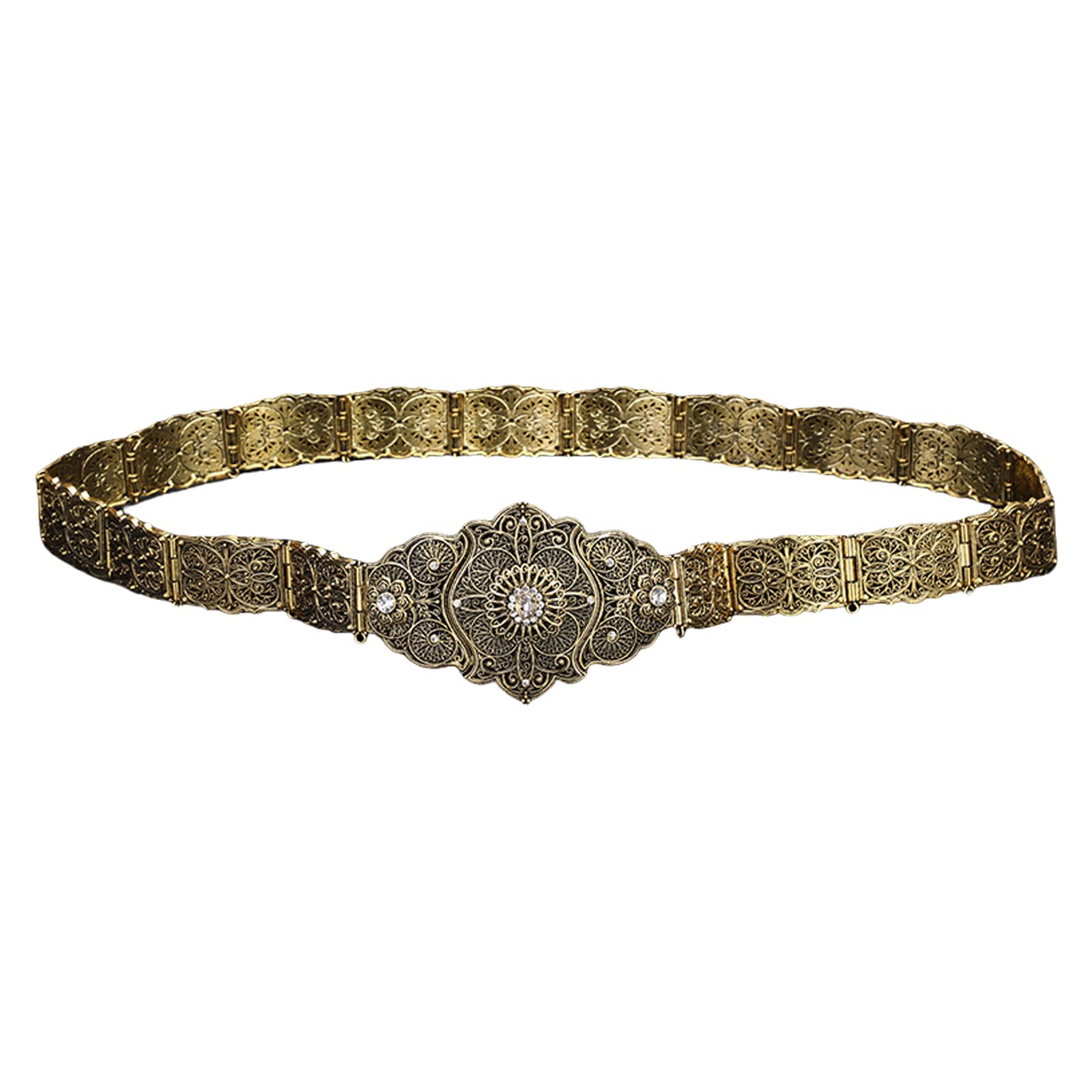 Cadena de cintura vintage de metal, cinturón de cintura antiguo ajustable, diseño floral para los amantes de los estilos vintage, elegante cinturón de moda