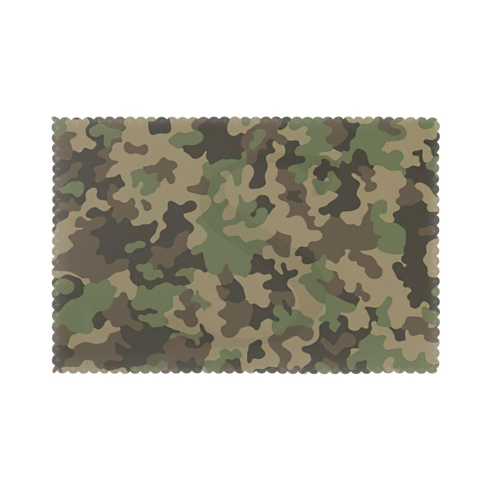 Green camo Print Placemats for Dining Table Set of 6 12x18 Inch Table Mats for Party Kitchen Dining.