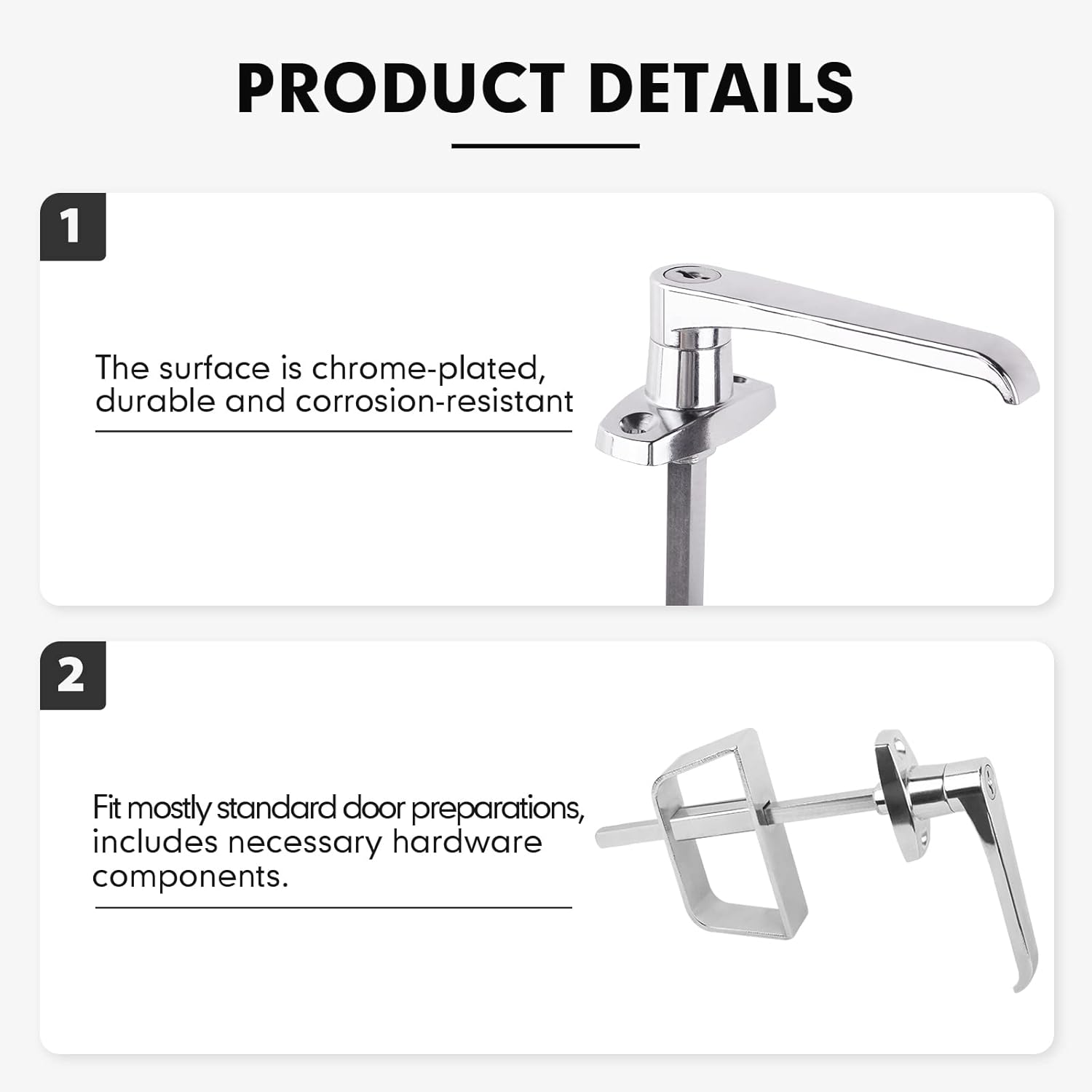 Shed Door Latch L-Handle Lock Kit with 4 Keys, BTEOBFY 5-1/2" Stem Storage Barn Shed Door Hardware Lock Set for Playhouses, Chicken Coops, Camper (Silver) - Image 4