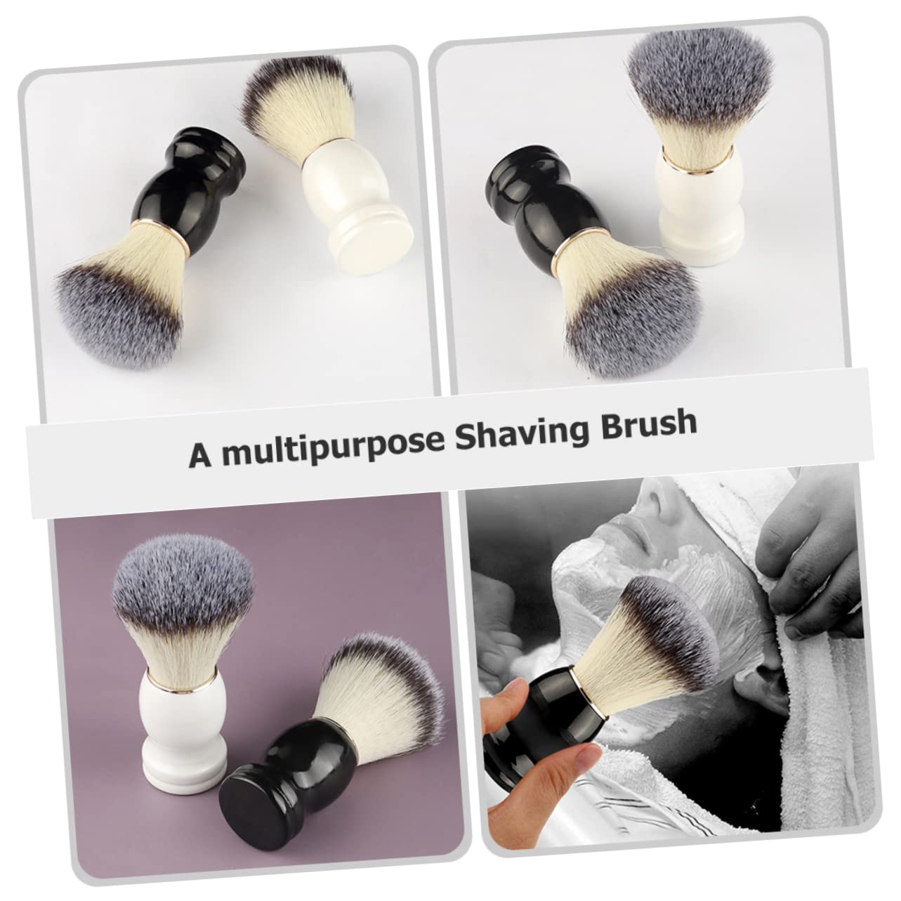 Baluue Stands for Shaving Brushes Men's Shave Brush Set 2pcs Soft Brush for Beard Comfortable Shaving Brush for Soap Salon Grade