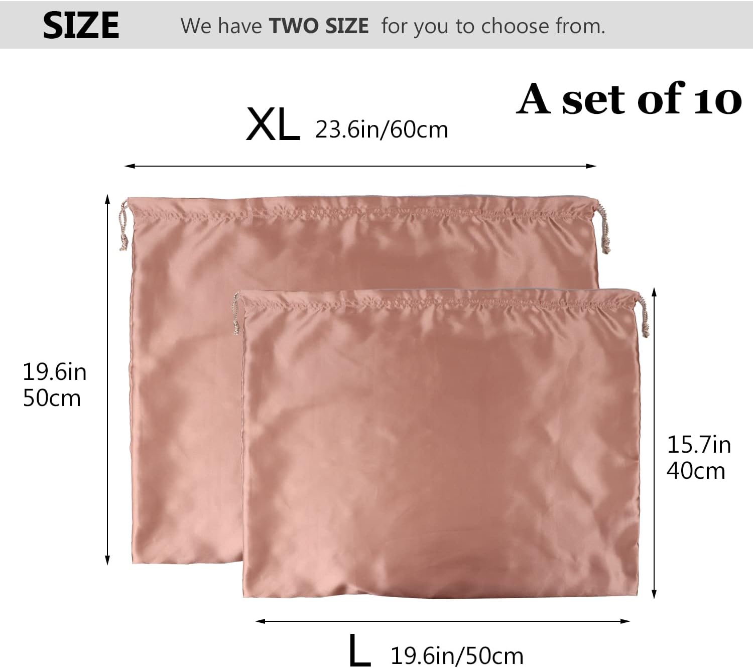 PlasMaller Dust Cover Storage Bags Silk Cloth with Drawstring Pouch For Handbags Purses Pocketbooks Shoes Boots Set of 10, Pink (23.6 x 19.6 in) - Image 4