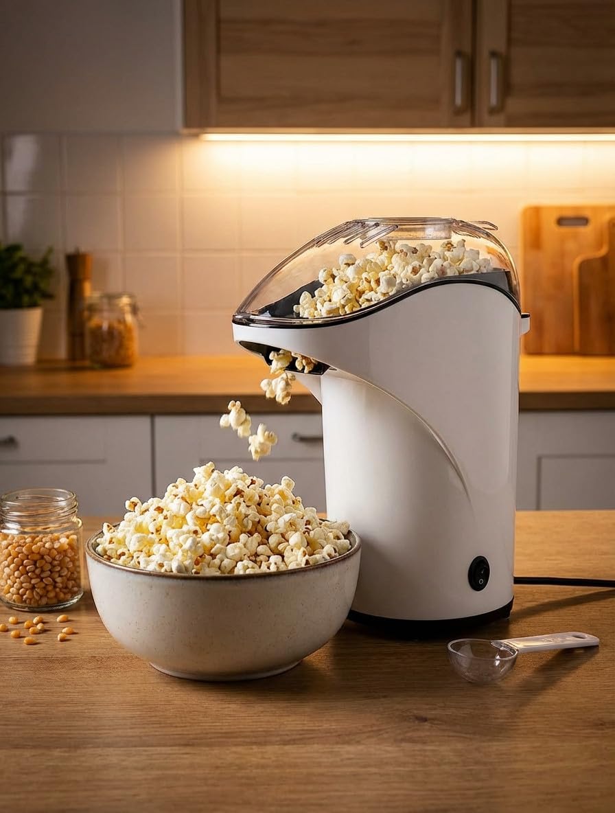 Suinga Palomitera Eléctrica 1000W Libre de BPA | Palomitero de Aire Caliente | Palomitero Sin Aceite 80 g | Medidas 14'5x21'5x30 cm