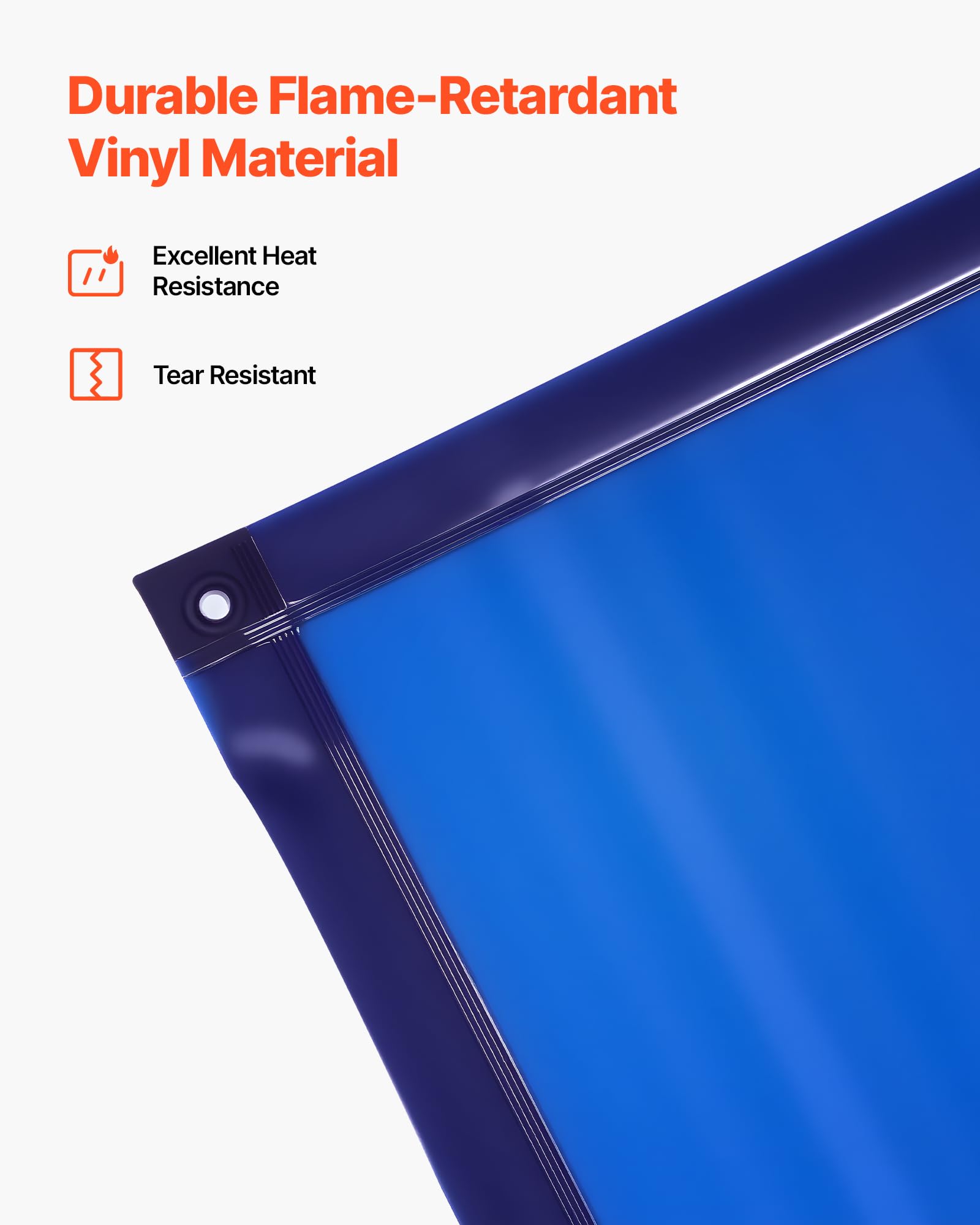 VEVOR Schweißvorhang, 1740x2340 mm Schweißschutzwand, flammhemmende Vinyl-Schweißschutzwand mit feststellbaren Schwenkrädern und 6-stufigem UV-Schutz für Werkstatt-/Industrieeinsatz, Blau