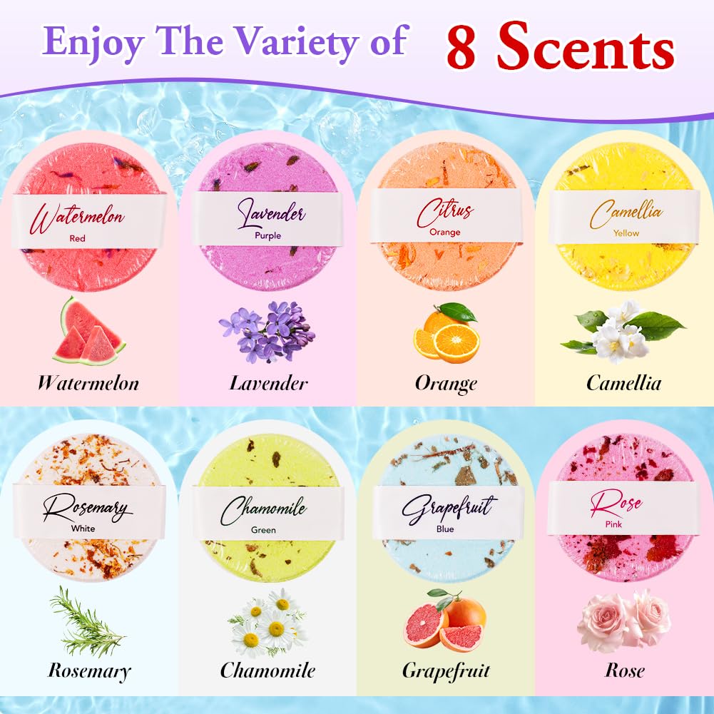 Alaoo Shower Steamers Aromatherapy, 8 Pack Aromatherapy Shower Tablets, Essential Oils Bath Tablet for Stress Relief, Lingering Intense Aroma, Shower Bombs Gift Set for Girl, Women, Wife (Petal) - Image 4