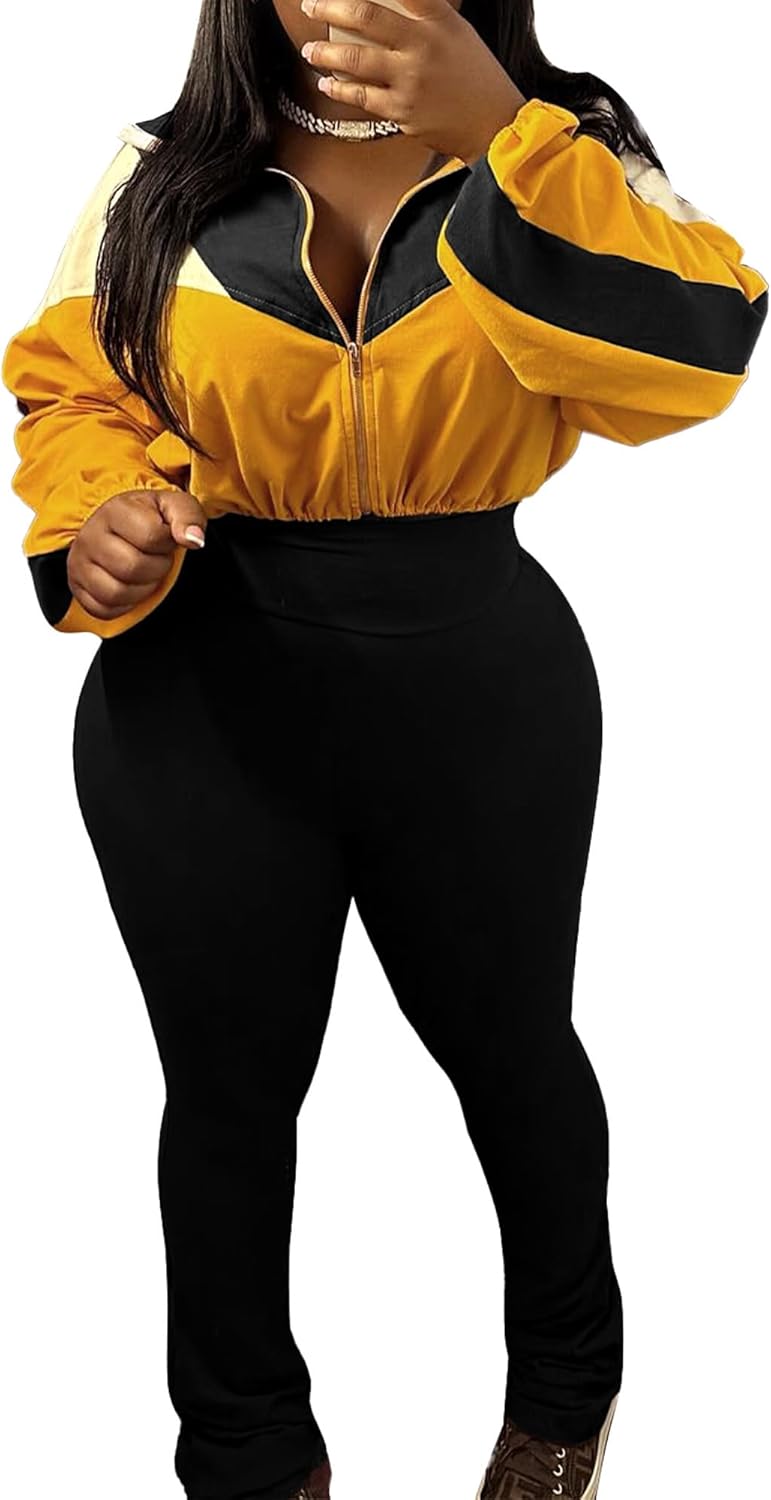 Women's 2 Piece Tracksuit Fall 2025 Long Sleeve Zip Up Jacket Flared Leggings Outfits Jogger Sweatsuit Sets