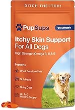 Dog Itchy Skin Relief - Anti Itch Dog Allergy Relief | Supports Dry, Itchy & Sensitive Skin | 60 Softgels by PupSups (Up to 2 Months Supply)