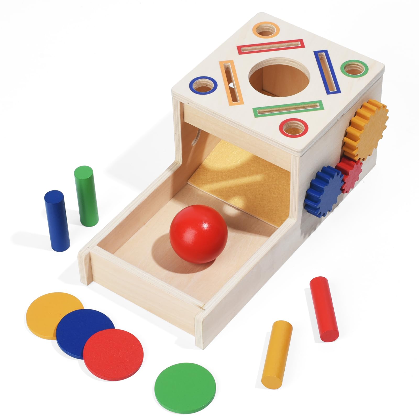 WOODENFUN Montessori Wooden Toy, Shape and Colour Classification Game, Gear Toy 3-in-1 Gift for Children