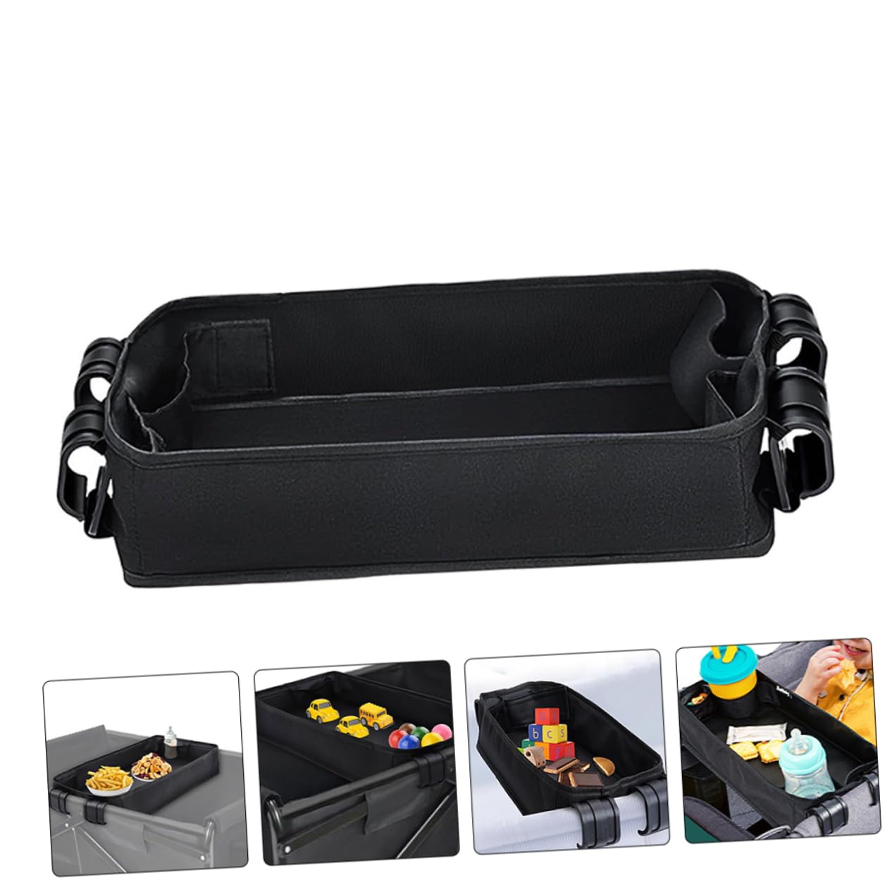 YARNOW Stroller Tray Holder Snack Tray and Cup Holder Boy Girl Lightweight Organizer for and Storage Black