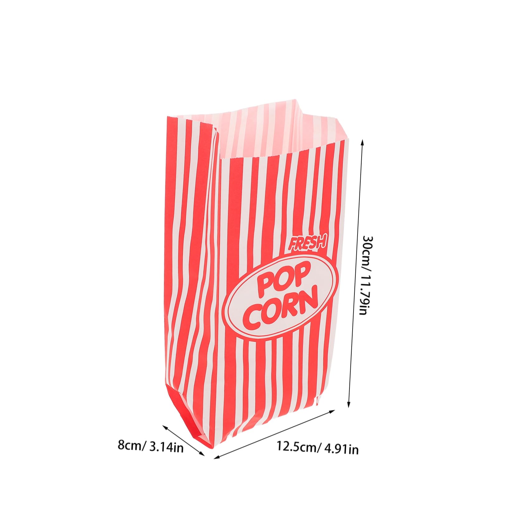 VALICLUD 50Pcs Popcorn Bags Grease Resistant Paper Snack Containers Striped Design Parties and Carnivals for Individual Servings and Versatile Snack Use