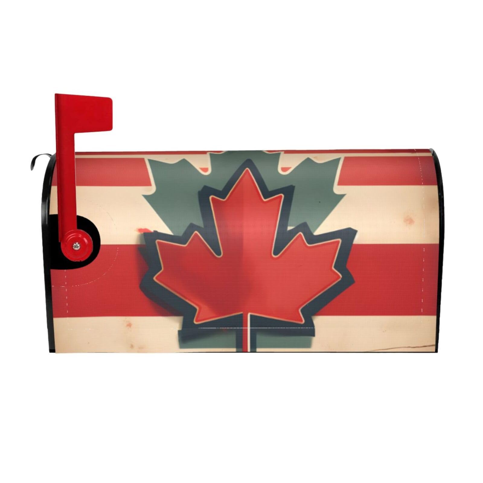 Retro Canada Flag Pattern Print Mailbox Cover Wraps Post Letter Box Cover Decor For Outside Garden Yard Farmhouse Home