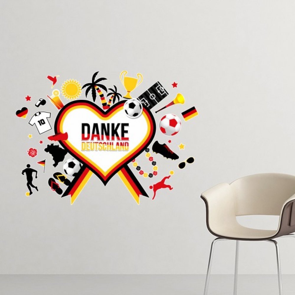 Sticker mural drapeau football Allemagne 15cm deco chambre