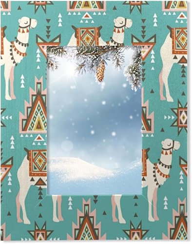 Marco de fotos Camel Totem de 4 x 6 pulgadas para mesa, montaje en pared, marco de madera para fotos de 4 x 6 o 3.5 x 5 pulgadas para decoración de