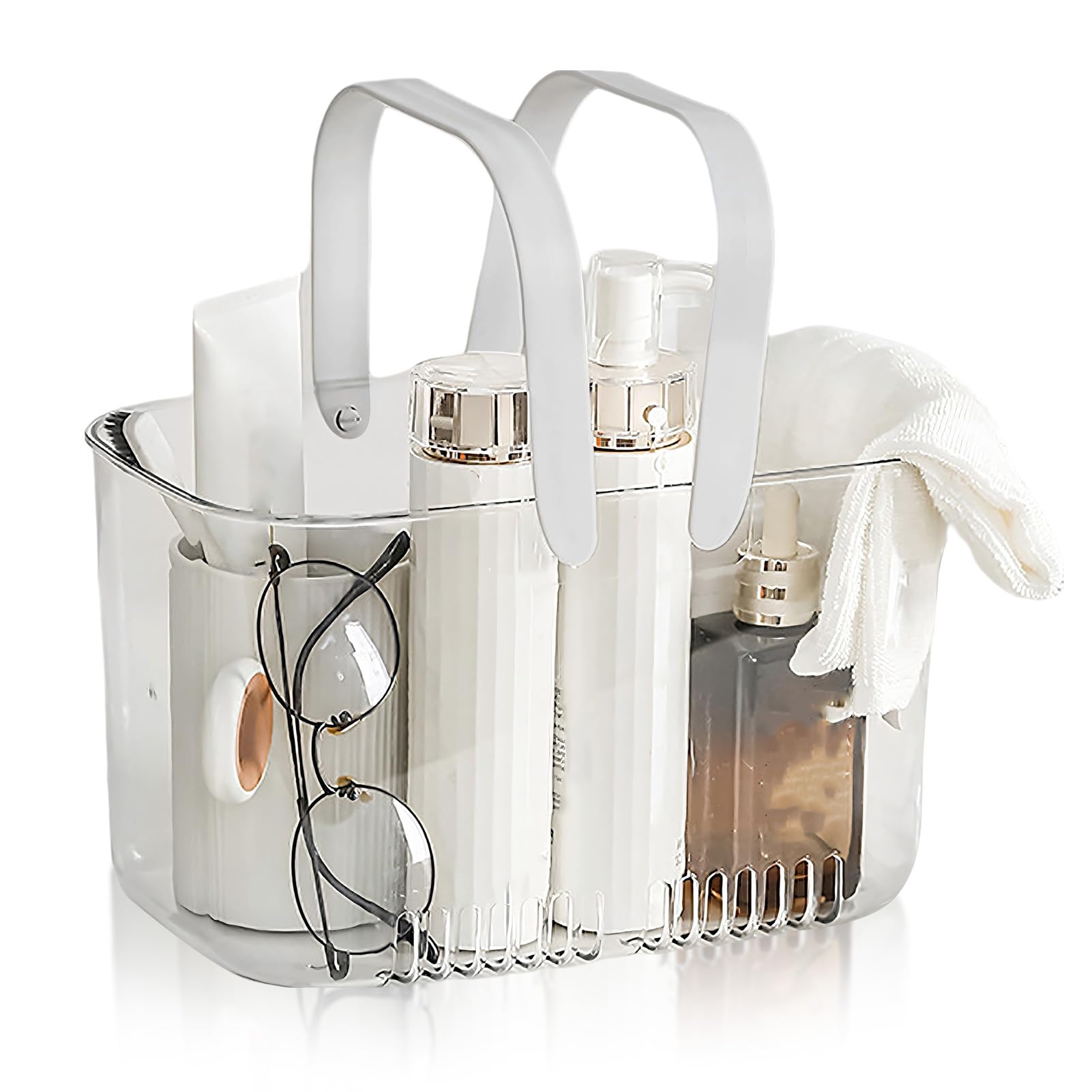 Cyrank Portable Shower Caddy Plastic Storage Basket with Handle Large Capacity Shower Basket Thickened Caddy Organizer Bin for