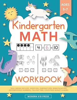 Kindergarten Math Workbook Age 5-7: Fun Addition, Subtraction, Numbers, Time & Money Worksheets | Homeschool Essentials