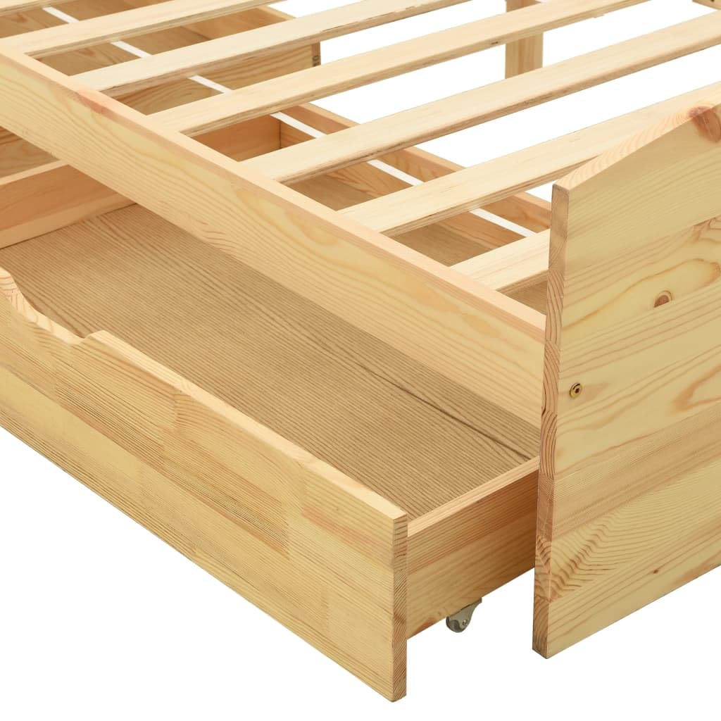 vidaXL Cadre de lit avec 2 tiroirs Bois de pin Massif 90x200 cm