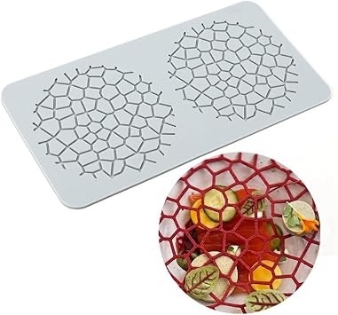 TUKE Lace Molds for Cake Decorating 3D Leaf Silicone Molds for Baking Gummy Molds Clay Fondant Molds Lace Mats Flower Honeycomb Bee Pattern for Sugar Chocolate Polymer Grids_10.68x5.44x0.12inch_X
