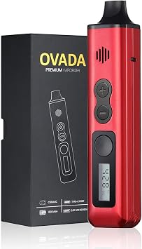Vaporizer Kit 2.0 with LED Screen 0.5 Ohm Ceramic Chamber + USB-C Quick Charge Cleaning Brush and Mouthpiece Large Temperature Range 93  C - 220  C Dry Herb Evaporator Nicotine-Free Red