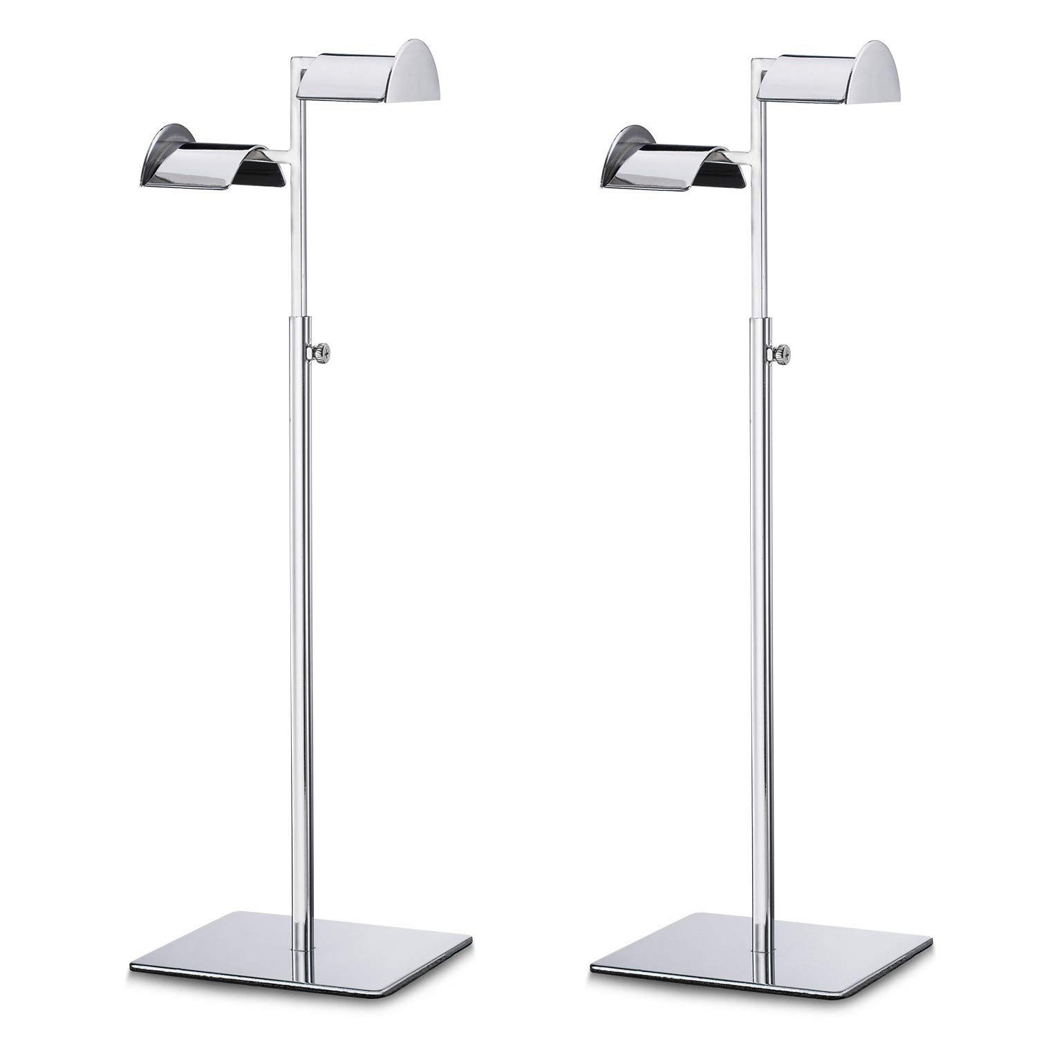 Polmart Countertop Adjustable Double Arm Handbag Purse Display Stand with Crescent Handles - Silver (2 - Pack)