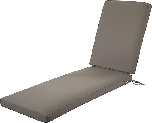 Classic Accessories Ravenna Water-Resistant Patio Chaise Cushion, 80 x 26 x 3 Inch, Dark Taupe, Outdoor Seat Cushions Gris topo oscuro,Diseño de