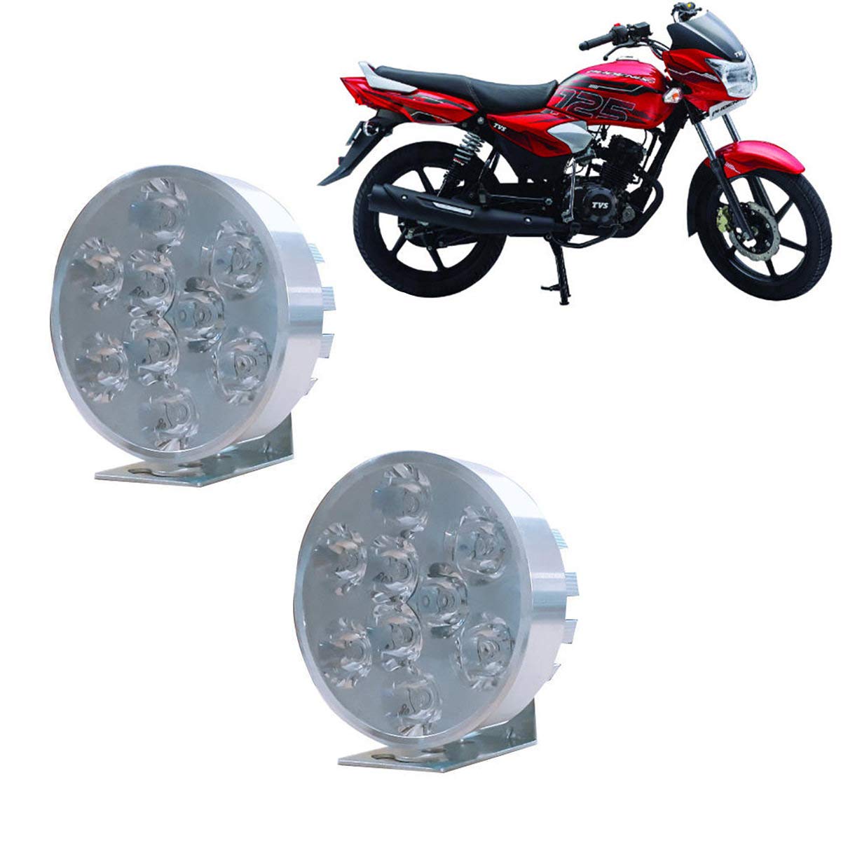 Autokraftz Motorcycle Mini Side Mirror Spot Fog Waterproof 9Led Head Light Lamp For Tvs Star (12W) Autokraftz Motorcycle Mini Side Mirror Spot Fog Waterproof 9Led Head Light Lamp For Tvs Star (12W)