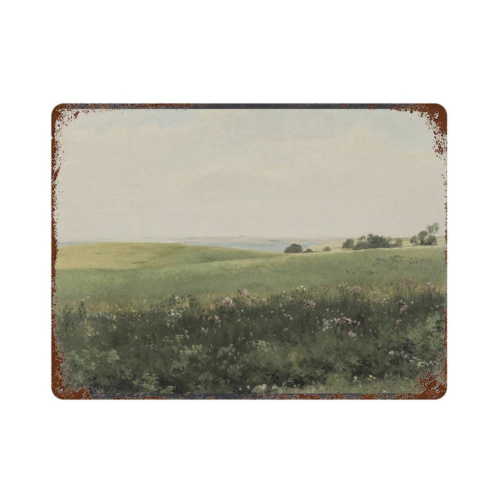 xiaoxiaoshen Meadow at Martha's Vineyard by William M. Harnett Wall Decor Art Metal Tin Poster Modern Home Decor Art Home Bar Shop Decorations Vintage Sign 30x40cm