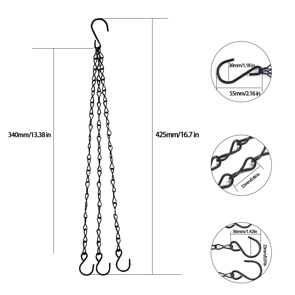 Metallo Catena Sospesa,6 Pezzi Catena per Appendere Il Cesto di Fioriere Catena a Cesto Appesa,Catena a Cesto Appesa Pianta Catena Vaso Catene in Metallo Set Clip e Ganci