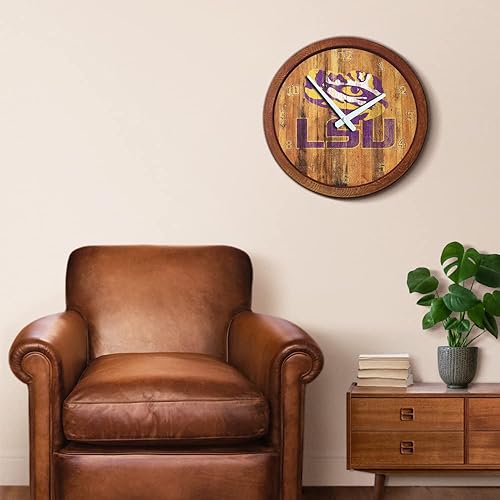 Miniatura 417 de The Fan-Brand NCAA Oklahoma Sooners: Faux Barrel Top Wall Clock Sports Team Bar Sign Décor - Home Man Cave, Party Decoration - Made On Demand