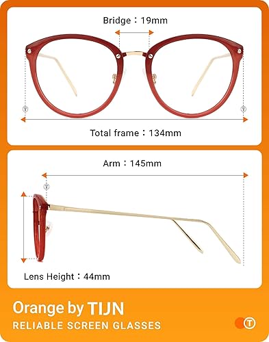 Miniatura 5 de TIJN Lentes de bloqueo de luz azul para mujeres y hombres, dispositivo de TV con luz azul, antifatiga ocular, marco de metal redondo