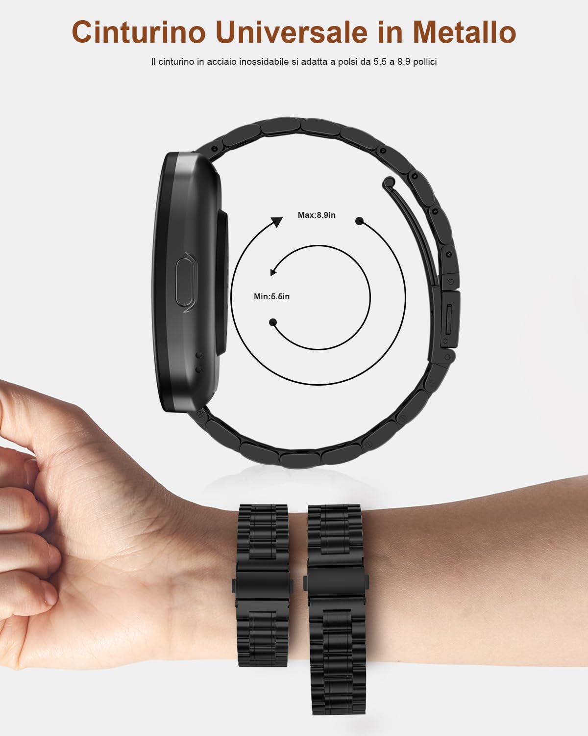 iHoxstrapie Cinturino Compatibile con Amazfit Bip 5 46mm, Bracciale in Metallo da 22mm in Acciaio Inossidabile Cinturino di Ricambio per Amazfit Bip 5