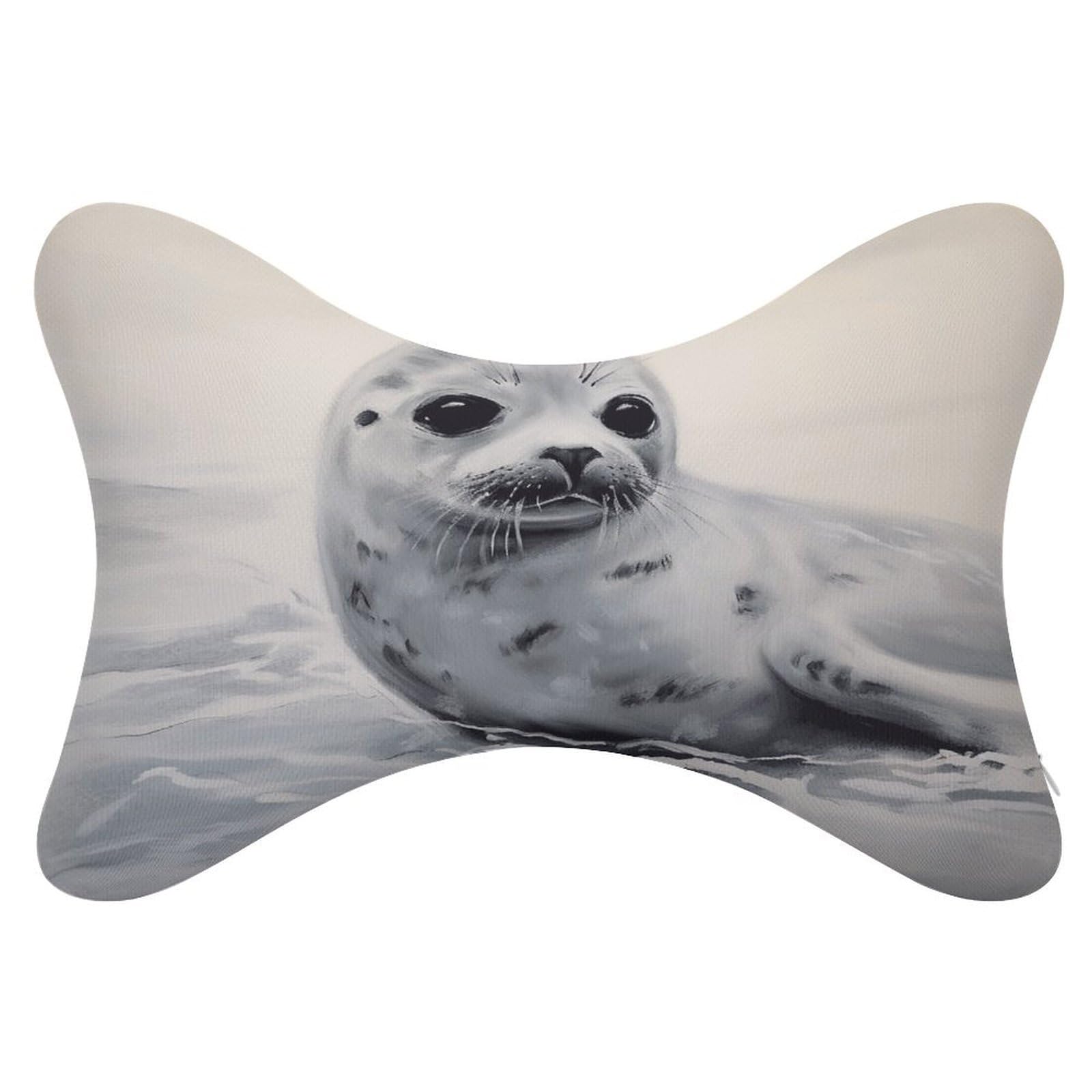 VstaDank - Car Neck Pillow Set of 2 Harp Seal Car Neck Pillow for Car Neck Pillow Removable Ergonomic Bone Shaped Pillow Soft Headrest Pillow