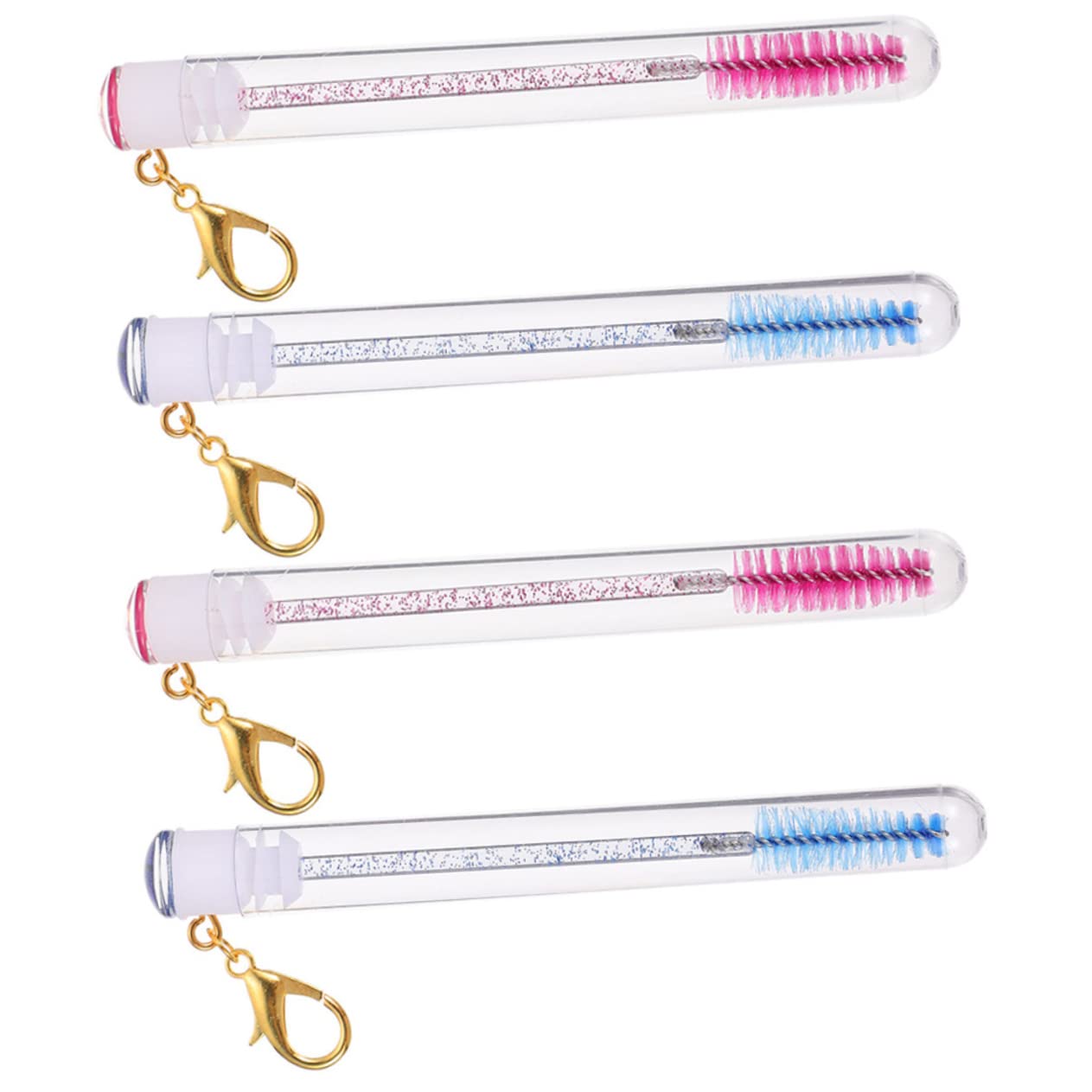 WRITWAA 4pcs Keychain Eyelash Brush Set for Makeup Strong Portable Comb for Eyebrows Lashes