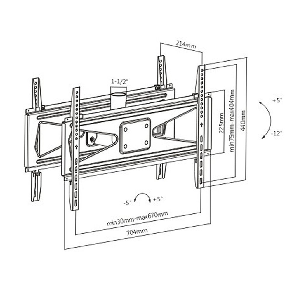 Maclean MC-703 Staffa Doppia Supporto Porta TV per due TV (MC-703) 23-75 "50 kg Inclinabile Distanza regolabile